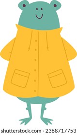 Frog Wearing Raincoat Vector Illustration