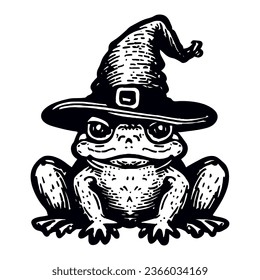 frog wearing witch hat