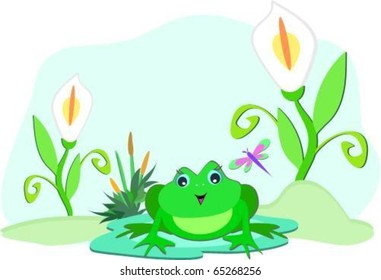 Frog with White Lilies