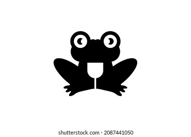 the frog who wants to invite us to drink vector illustration design