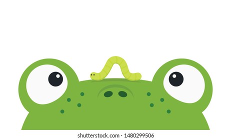 frog and worm cartoon vector. wallpaper. free space for text. copy space. blank.
