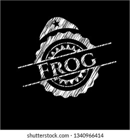 Frog written on a chalkboard