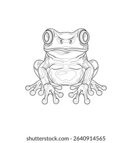 A frog.Coloring book antistress for children and adults. Illustration isolated on white background.Zen-tangle style. Hand draw