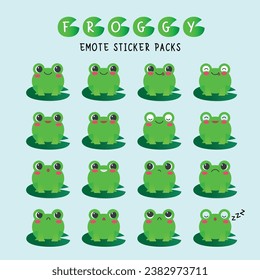 5 Pack of Cute New School Style Frog Stickers, Frog Stickers, Frog Lover,  Sticker Deal, Nature Lover, Sticker Lover, Sticker Packs, Green 
