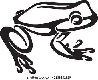 Frogs and Anura illustration black and white 