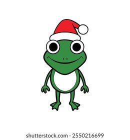 Frogs Christmas with Santa Hat - Festive Vector Illustration for Holiday Designs