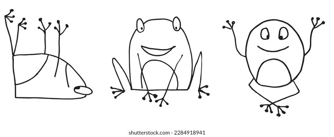Frogs outline illustration vector image  Hand drawn frog sketch image artwork  Simple original logo icon from pen drawing sketch 