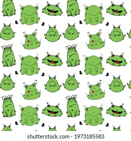 Frogs patten cartoon freehand, textile, bedding vector illustration