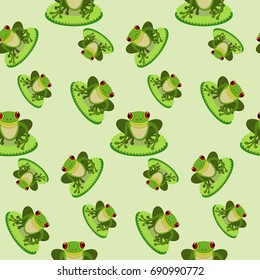 Frogs Seamless Background.  Pattern With Funny Frogs