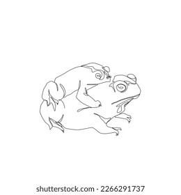 Frösche Silhouette fortlaufende Linie Zeichnung einzelne Linie, schönes Tier, einzeln auf weißem Hintergrund, Vektorgrafik. Tattoo, Druck für Kleidung und Logo Design.