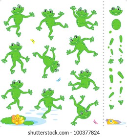 Frogs or toads cartoon characters construction kit - easy to pose as needed ( for high res JPEG or TIFF see image 100377830 )
