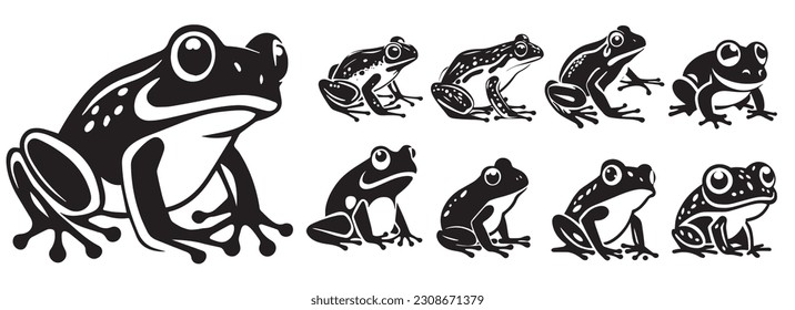 Frogs vector illustration silhouette shapes