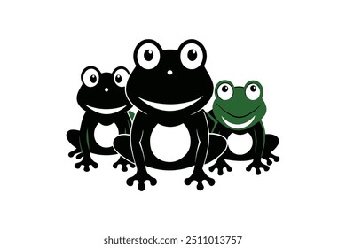 Frogs vector silhouette with white Background