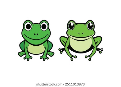 Frogs vector silhouette with white Background