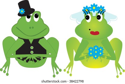 Frogs wedding day. Vector illustration.