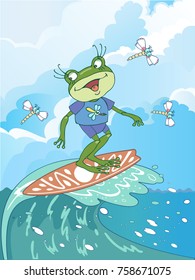 Frog-surfer on a big wave