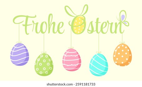 Frohe Ostern Easter banner, poster with eggs