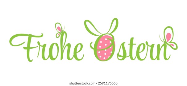 Frohe Ostern Easter green banner, poster. German