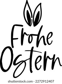 Frohe Ostern, german text Happy Easter- logo, greeting card or web banner. 