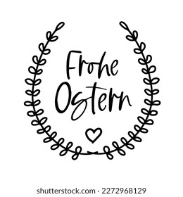 Frohe Ostern, german text Happy Easter- logo, greeting card or web banner. 