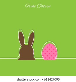 Frohe Ostern - Happy Easter in german. Greeting Card