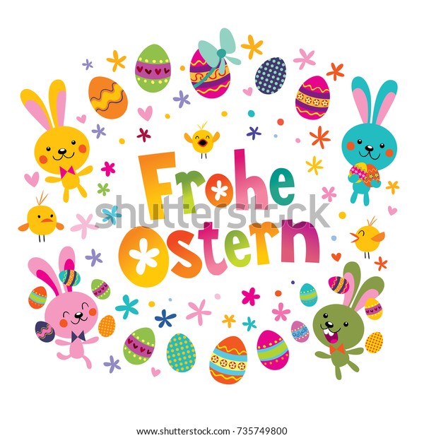 Frohe Ostern Happy Easter German Greeting Stock Vector Royalty Free