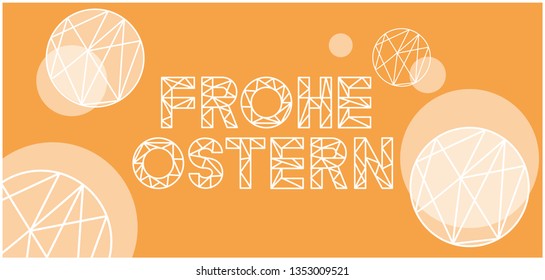 Frohe Ostern - Happy Easter hand drawn calligraphy, written in German, on turquoise background. Flat vector illustration for Easter design and decoration, cards, posters, invitations, greetings, web.