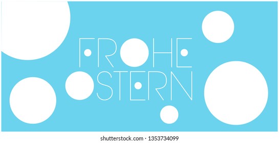 Frohe Ostern - Happy Easter hand drawn lettering, written in German, on  pale blue background. Flat vector illustration for cards, posters, greetings, invitations, Easter design and decoration, web.