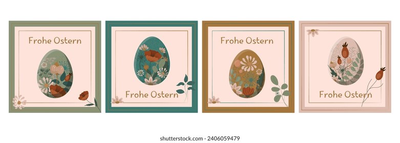 Frohe Ostern. Feliz Pascua. Juego de cartas para Pascua. Alemán