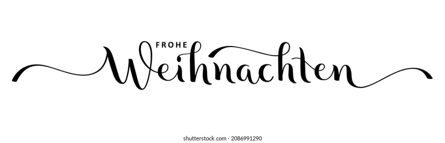 FROHE WEIHNACHTEN black vector brush calligraphy banner (HAPPY CHRISTMAS in German)