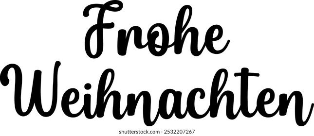 Design de letras Frohe Weihnachten. Feliz Natal no cartão de felicitações alemão