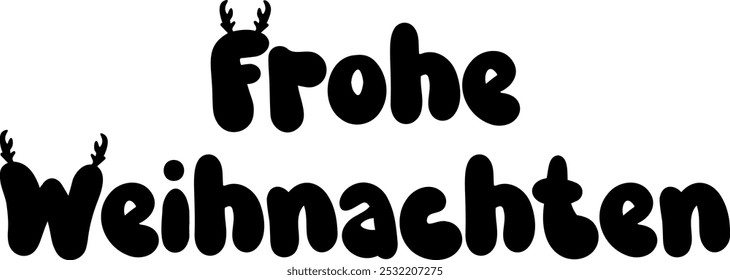 Design de letras Frohe Weihnachten. Feliz Natal no cartão de felicitações alemão