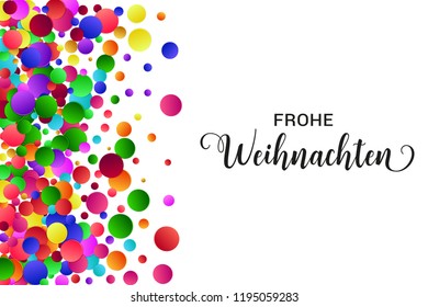 Frohe Weihnachten Merry Christmas german typography. Christmas vector card with bright colorful and space for text on white background.