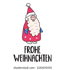 Frohe weihnachten it's merry christmas in german. Vector illustration for greeting card, stickers, t shirt, posters, flyers design. 