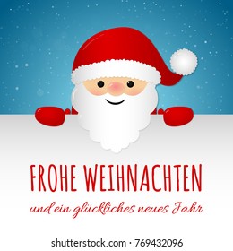 Frohe Weihnachten - Merry Christmas in German. Concept of Christmas card with decoration. Vector.