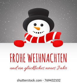 Frohe Weihnachten - Merry Christmas in German. Concept of Christmas card with decoration. Vector.