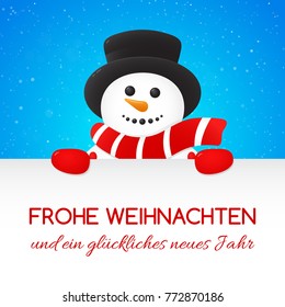 Frohe Weihnachten - Merry Christmas in German. Christmas card with ornaments. Vector.