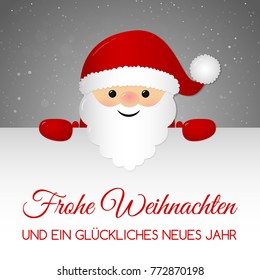 Frohe Weihnachten - Merry Christmas in German. Christmas card with ornaments. Vector.