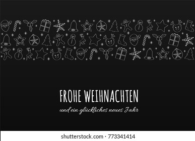 Frohe Weihnachten - Merry Christmas in German. Christmas decoration. Vector.