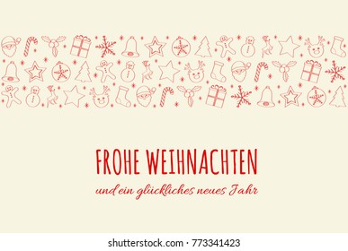 Frohe Weihnachten - Merry Christmas in German. Christmas decoration. Vector.