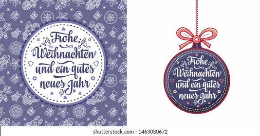 Frohe Weihnachten and Neues Jahr German Christmas typography Christmas in Belgium, Austria, Liechtenstein, Switzerland. Happy Christmas in Deutschland greeting card Weihnachtskarte Neujahr German text