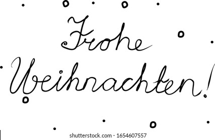 Frohe Weihnachten phrase handwritten with a calligraphy brush. Merry Christmas in german. Modern brush calligraphy. Isolated word black