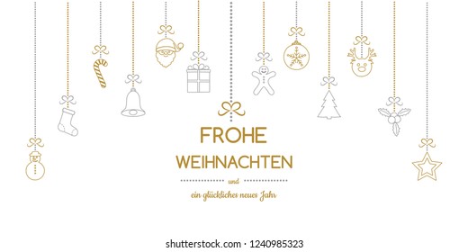 Frohe Weihnachten und Gluckliches Neues Jahr - german Christmas wishes. Vector.