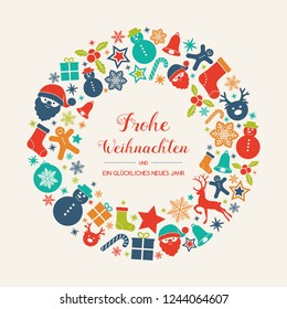 Frohe Weihnachten und Gluckliches Neues Jahr - german Christmas wishes. Vector.