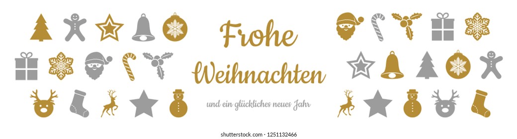 Frohe Weihnachten und Gluckliches Neues Jahr - german Christmas wishes. Vector.