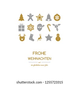 Frohe Weihnachten und Gluckliches Neues Jahr - german Christmas wishes. Vector.