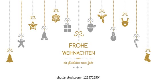 Frohe Weihnachten und Gluckliches Neues Jahr - german Christmas wishes. Vector.