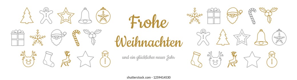 Frohe Weihnachten und Gluckliches Neues Jahr - german Christmas wishes. Vector.