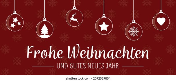 Frohe Weihnachten und gutes neues Jahr. German language. Translation: Merry Christmas and Happy New Year.