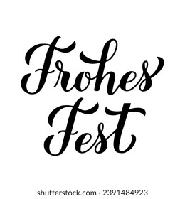 Frohes Fest calligraphy hand lettering isolated on white. Happy Holidays typography poster in German. Easy to edit vector template for greeting card, banner, flyer, sticker, etc